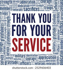 Thank You for Your Service TYFYS word cloud conceptual design isolated on white background.