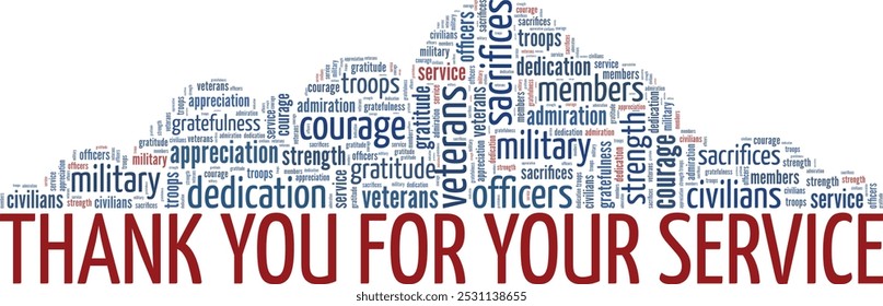 Thank You for Your Service TYFYS word cloud conceptual design isolated on white background.