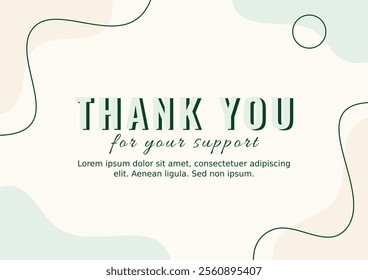 "Thank You for Your Support" Card Template. Business Card, Social Media Post or Campaign Banner.