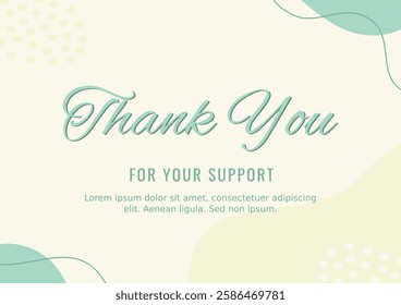 "Thank You for Your Support" Card Template. Business Card. Pastel Colors. Abstract Background. 