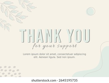 "Thank You for Your Support" Card Template. Thank You Design with Abstract Nature Background.