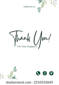 thank you for your support, thank you greeting card, thank you typography, thanks for your support.