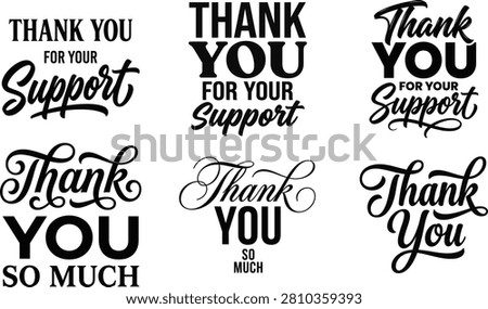 thank you for your support lettering bundle vector handwritten calligraphic typography set