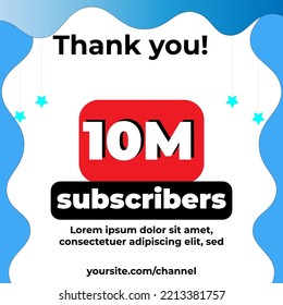 thank you for your support subscribers 10M with abstract background. can be used for social media posts, websites and businesses