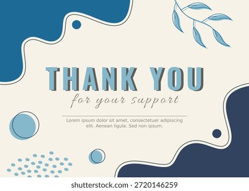 "Thank You for Your Support" Template Design with Abstract Background for Business Card, Appreciation, or Packaging Label.