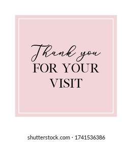 Thank You Your Visit Calligraphy Card Stock Vector Royalty Free