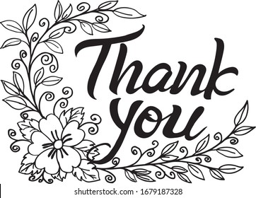 thank you.Inspirational quote.Hand drawn illustration with hand lettering.