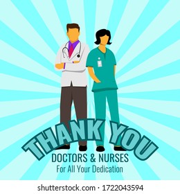 Vielen Dank an Ihre Ärzte und Krankenschwestern Vektorgrafik.