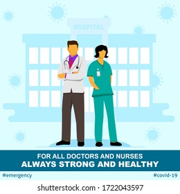 Thank Your Doctors And Nurses Vector Illustration.
