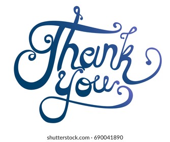 thank you,text, calligraphy,vector illustration on white background