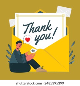 Thank you.Trendy Typography Vector Background for Greeting Cards, Post Cards, Poster, Flyers, Social Media. Vector file