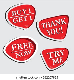 Thank You,try Me, Free Now, Buy 1 Get 1, Bubble Vector