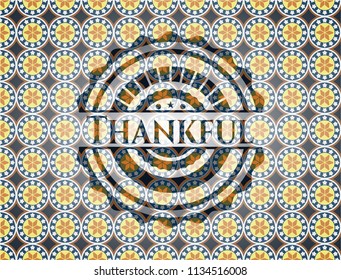 Thankful arabic emblem background. Arabesque decoration.