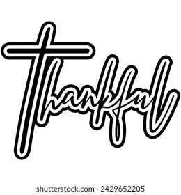 thankful black vector graphic design and cut file