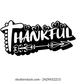 thankful black vector graphic design and cut file