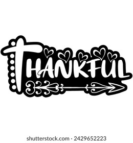 thankful black vector graphic design and cut file