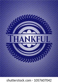 Thankful emblem with denim texture
