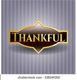 Thankful gold emblem or badge