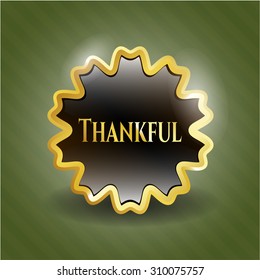 Thankful gold shiny badge