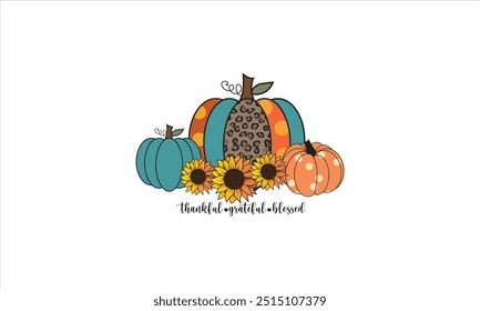 Thankful Grateful Blessed Fall Sublimation T-Shirt Design