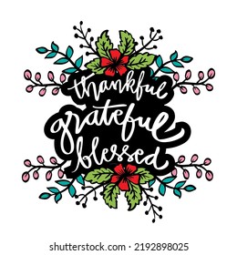 Thankful Grateful Blessed Poster Quote Stock Vector (Royalty Free ...