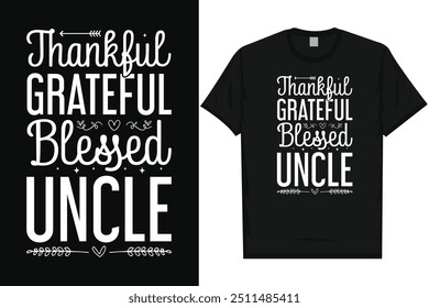 Agradecido agradecido bendito tío feliz Día de Acción de Gracias Día de otoño tipografía diseño de camiseta