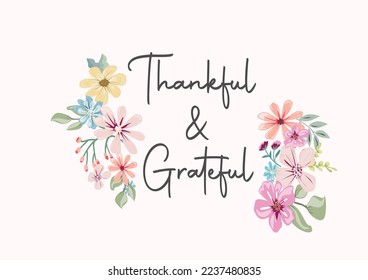 thankful and grateful vector design