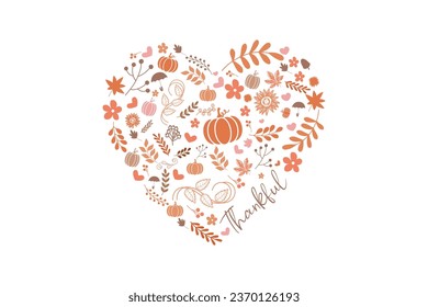 Thankful Heart love Thanksgiving t shirt design