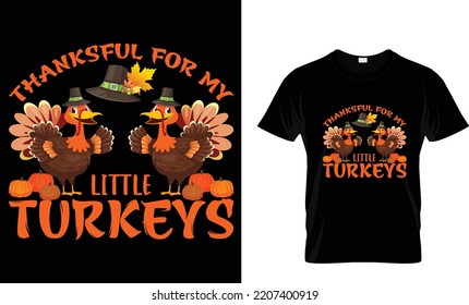 thankful for my little turkeys thanksgiving  t shirt design template