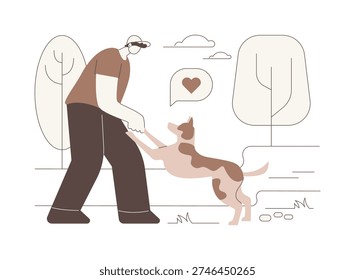 Thankful pet isolated cartoon vector illustrations. Smiling girl with her new adorable dog, happy pet, urban activism, responsible attitude to animals, social activity vector cartoon.