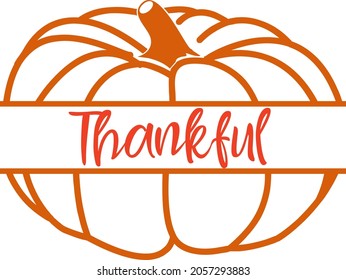 Thankful pumpkin on white background. Vector