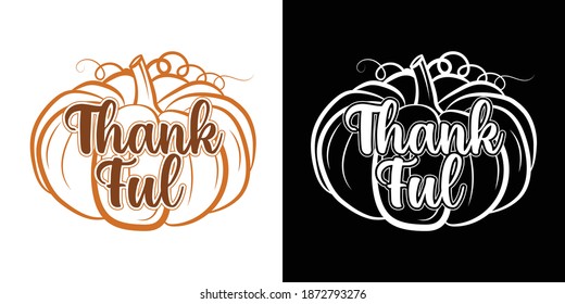 Thankful Pumpkin Printable Vector Illustration