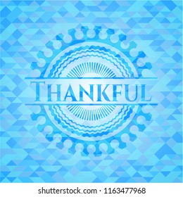 Thankful sky blue mosaic emblem