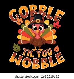Thankful Teacher Funny Autumn Leaves Fall Thanksgiving Turkey Vintage T-shirt Design Template