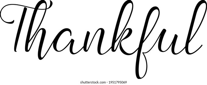 Thankful text. Vector black with white background