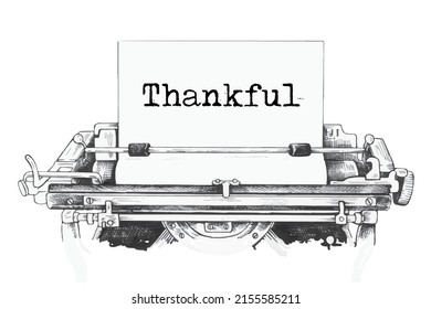 Thankful typed words on a vintage typewriter