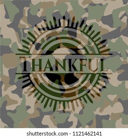 Thankful written on a camouflage texture