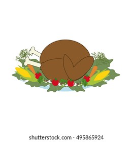 Thankgiving Day Turkey On The White Background. Vector Illustration