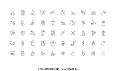 Thankgiving Ideas, Linear Icons, Line Signs Set, Vector Collection