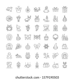 Thankgiving Linear Icons, Signs, Symbols Vector Line Illustration Set