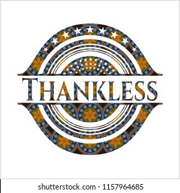Thankless arabic badge background. Arabesque decoration.
