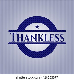 Thankless badge with denim background
