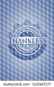 Thankless blue emblem with geometric pattern.