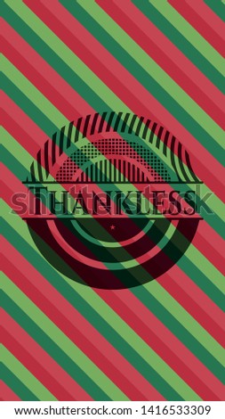 Thankless christmas style badge. Vector Illustration. Detailed.