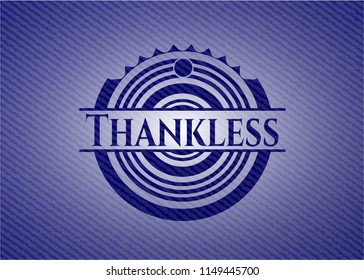 Thankless emblem with jean texture