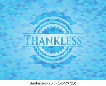 Thankless light blue emblem. Mosaic background