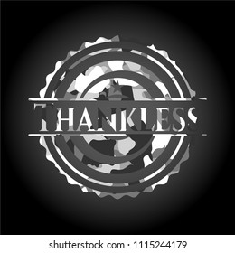 Thankless on grey camo pattern emblem