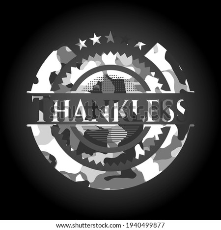 Thankless on grey camo pattern 