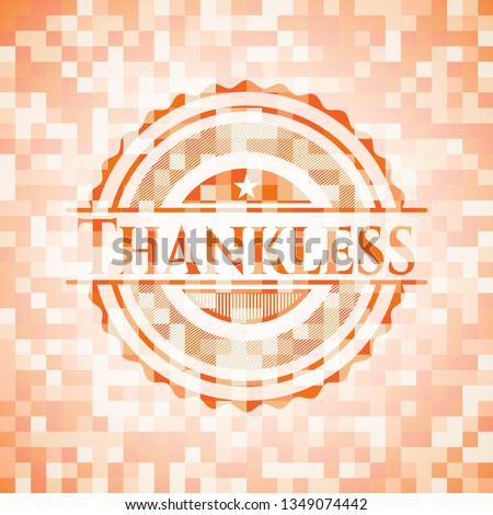 Thankless orange tile background illustration. Square geometric mosaic seamless pattern with emblem inside.