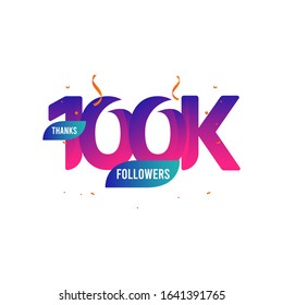 Thanks 100 K Followers Vector Template Design Illustration